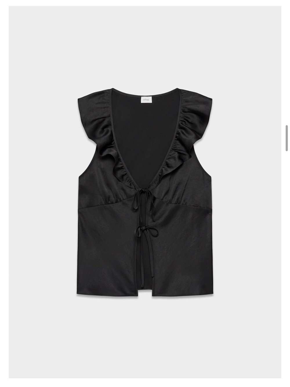 Aritzia Wilfred Tonka Sleeveless Ruffle Tie-Front Top - Black